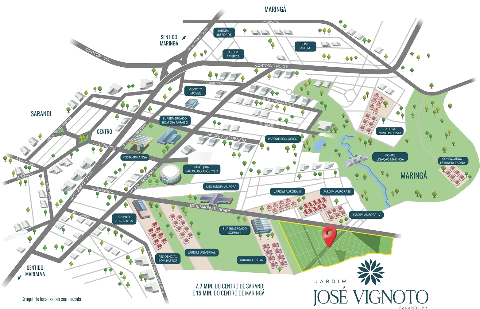 Croqui de visualização do empreendimento Jardim José Vignoto